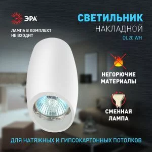 Светильник настенно-потолочный спот ЭРА OL20 WH MR16/GU10, белый