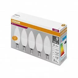 Лампочки светодиодные Osram Led Value Classic B60 7Вт 4000К Е14 / E14 свеча матовая нейтральный белый свет набор 5 штук