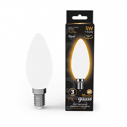 Лампа Gauss Filament Свеча 5W 420lm 2700К Е14 milky LED 1/10/50