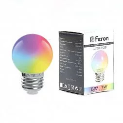 Лампа светодиодная Feron LB-371 Шар матовый E27 3W 230V RGB быстрая смена цвета