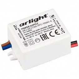 Блок питания ARJ-KE21300-PFC-TRIAC-A (6.3W, 300mA) (Arlight, IP44 Пластик, 5 лет)